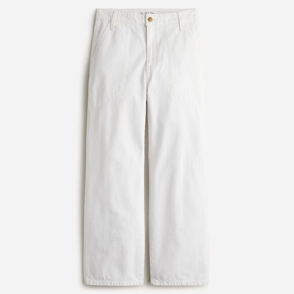 J. Crew Sailor High Rise Slim Wide Leg Jeans in White Denim - Picture 1 of 5